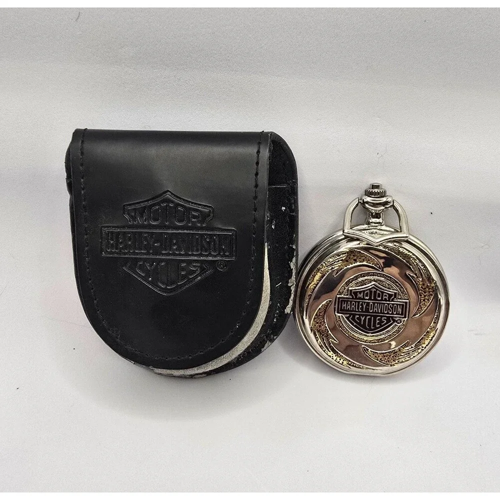 Franklin Mint Harley Davidson Orange Flame Pocket Watch Pouch COA Paper PARTS